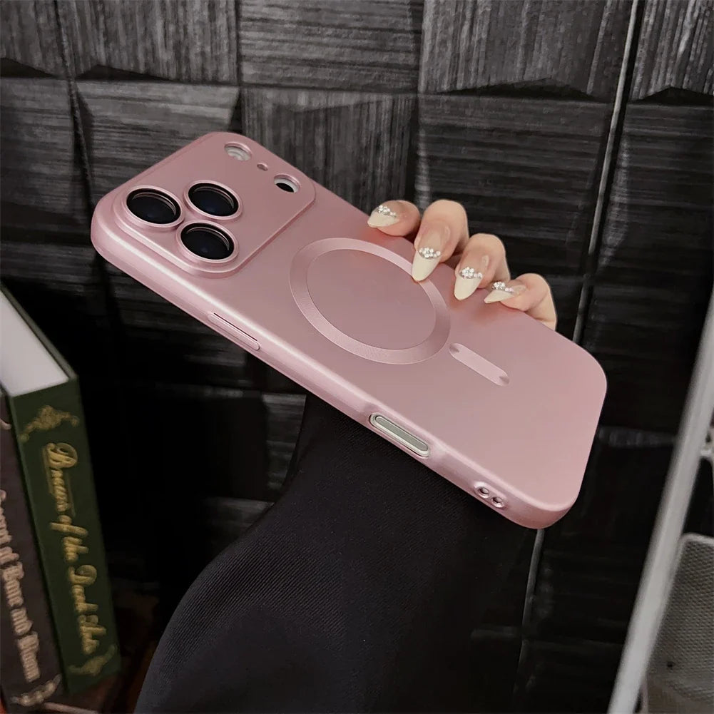 Magnetic iPhone Case Matte Finish Camera Protection 14 15 16 17 Pro Max Air Silicone Phone Case | Sansoti