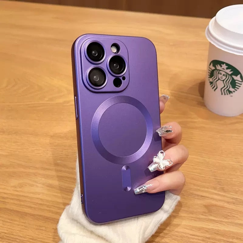Magnetic iPhone Case Matte Finish Camera Protection 14 15 16 17 Pro Max Air Silicone Phone Case | Sansoti