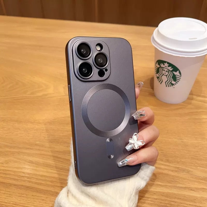 Magnetic iPhone Case Matte Finish Camera Protection 14 15 16 17 Pro Max Air Silicone Phone Case | Sansoti