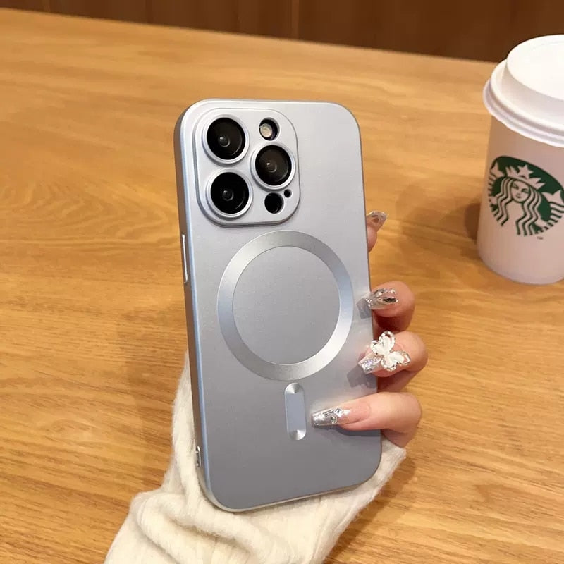 Magnetic iPhone Case Matte Finish Camera Protection 14 15 16 17 Pro Max Air Silicone Phone Case | Sansoti