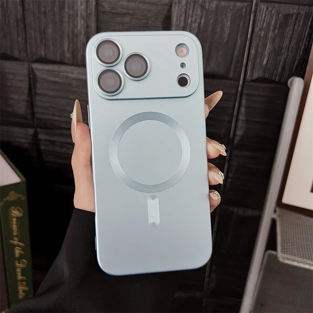 Magnetic iPhone Case Matte Finish Camera Protection 14 15 16 17 Pro Max Air Silicone Phone Case | Sansoti