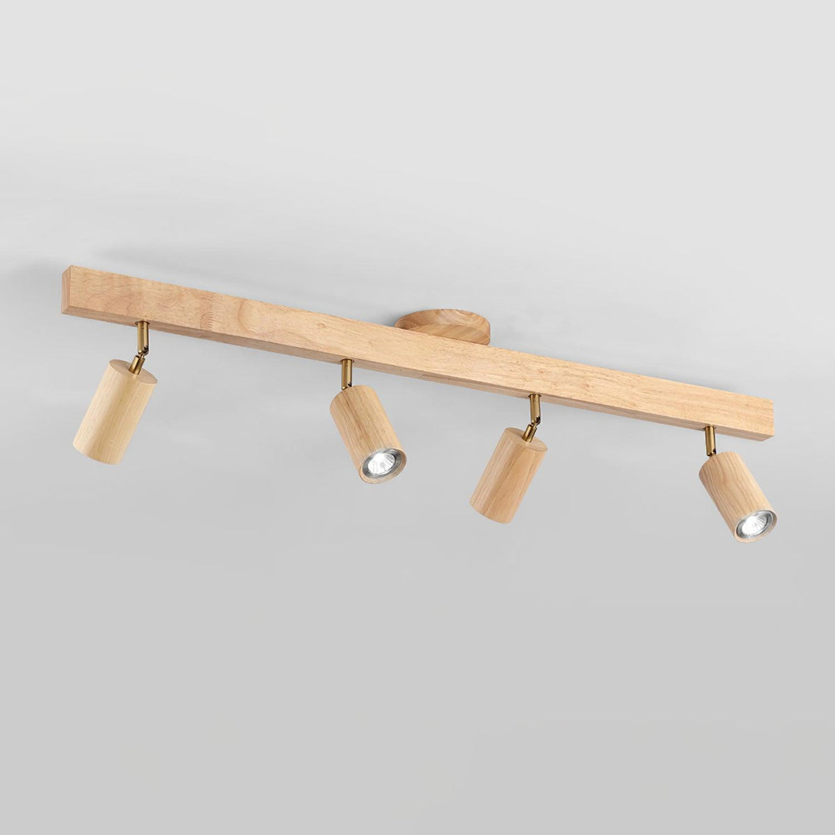 Holz Track Deckenlampe LED Holzoptik Gold Verstellbare Spots Wohnzimmer Küche Flur Skandinavisch Modern | Sansoti