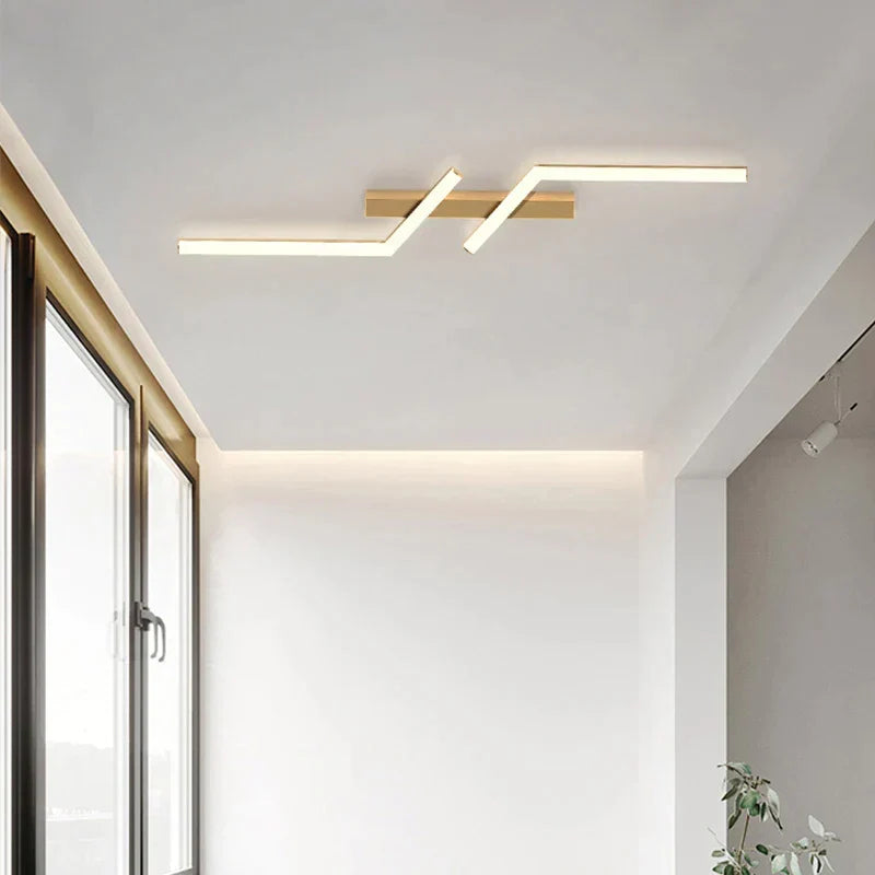 Dimmable LED Ceiling Lamp Rectangular Gold Black 60–120cm Modern Ceiling Lighting Living Room Bedroom | Sansoti