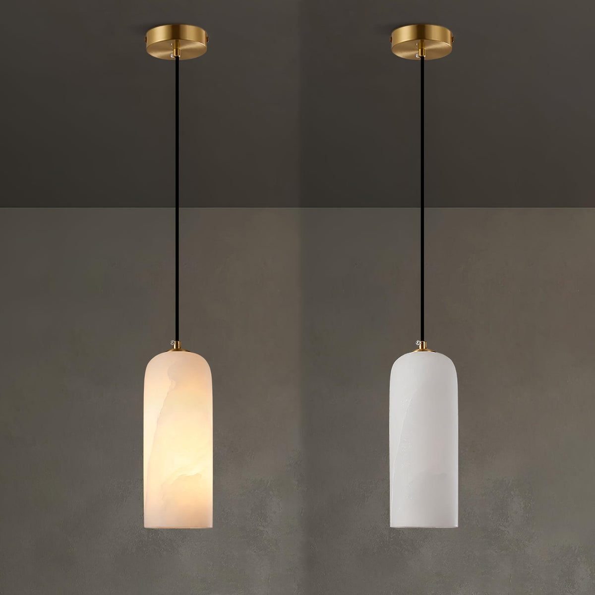 Alabaster Hängeleuchte mit Geflochtenem Kabel – Naturstein Beleuchtung von Einzelleuchte bis 21-Licht Cluster – Mid-Century Modern Stil Esszimmer Hängeleuchte mit E12/E14 Fassung | Sansoti