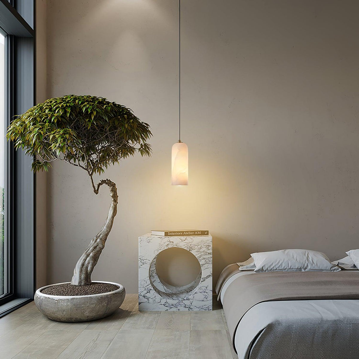 Alabaster Hängeleuchte mit Geflochtenem Kabel – Naturstein Beleuchtung von Einzelleuchte bis 21-Licht Cluster – Mid-Century Modern Stil Esszimmer Hängeleuchte mit E12/E14 Fassung | Sansoti