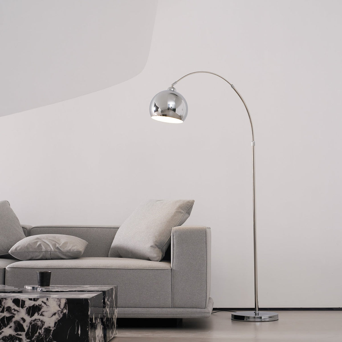 Adjustable Floor Lamp Metal Black Chrome White Telescopic Arm Reading Lamp Modern Design | Sansoti