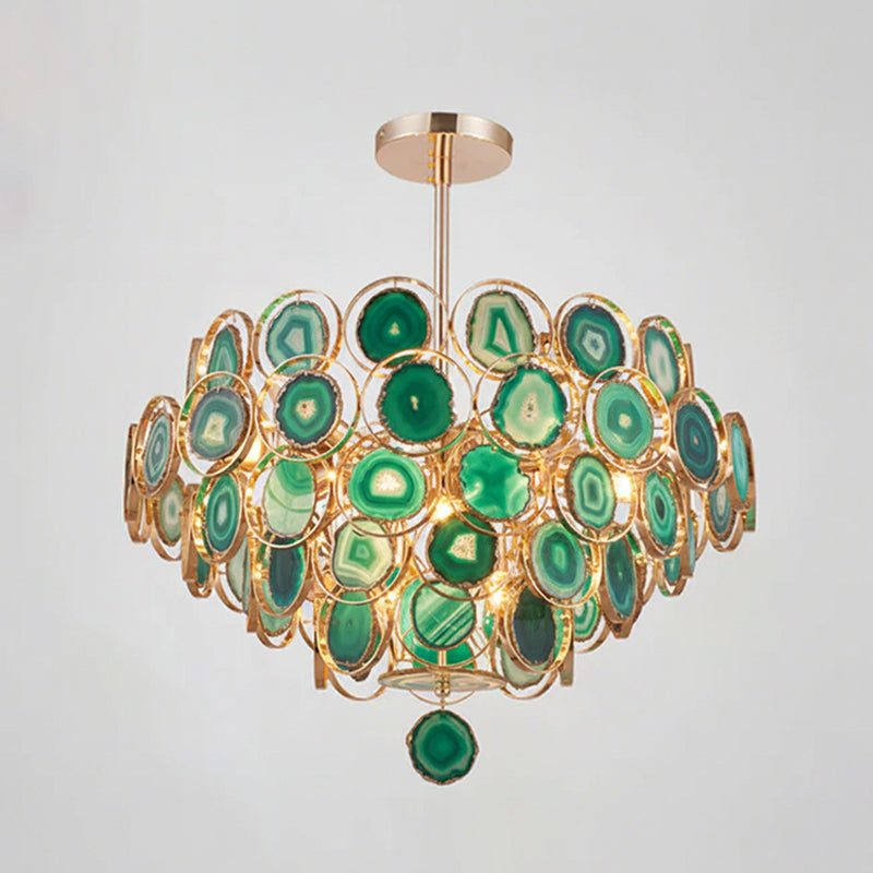 Lustre en agate – Suspension en pierre naturelle avec montage doré – Véritable agate brésilienne éclairée | Sansoti