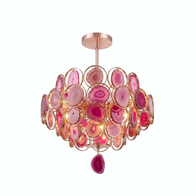 Lustre en agate – Suspension en pierre naturelle avec montage doré – Véritable agate brésilienne éclairée | Sansoti