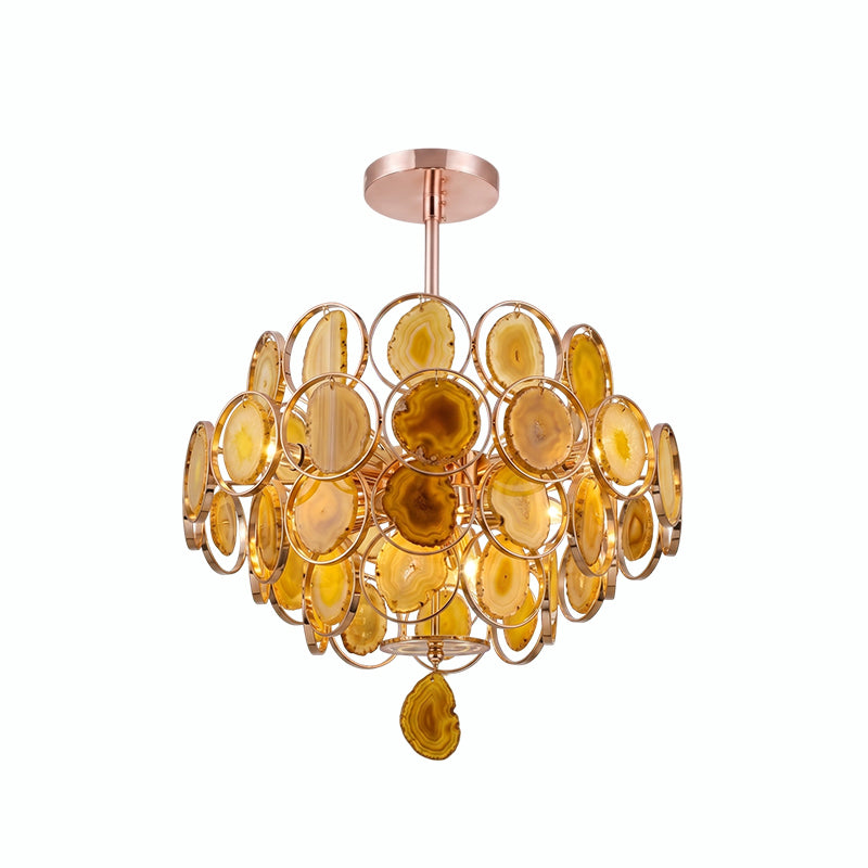 Lustre en agate – Suspension en pierre naturelle avec montage doré – Véritable agate brésilienne éclairée | Sansoti