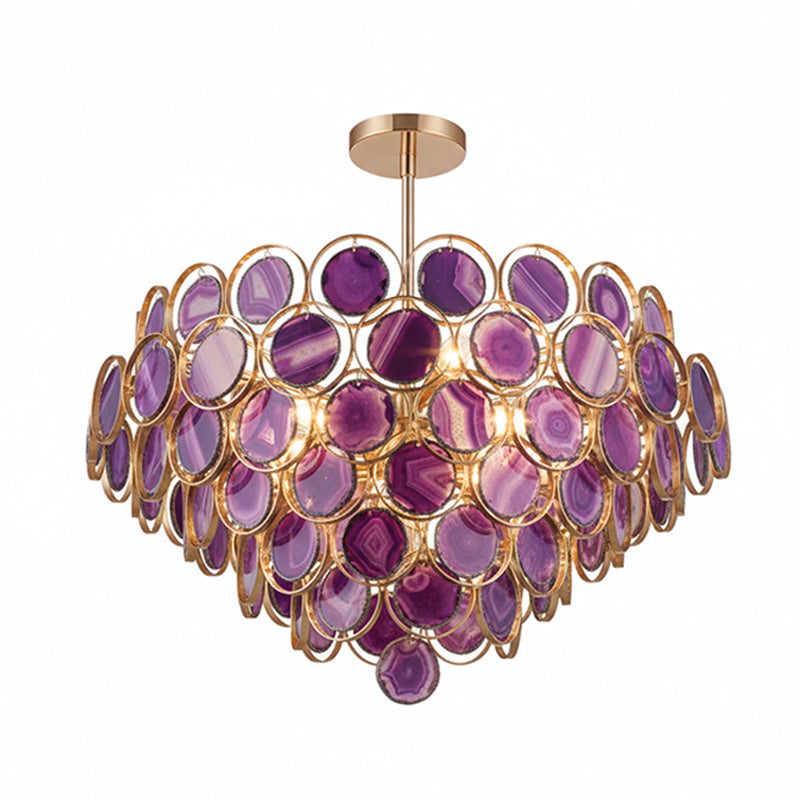Lustre en agate – Suspension en pierre naturelle avec montage doré – Véritable agate brésilienne éclairée | Sansoti