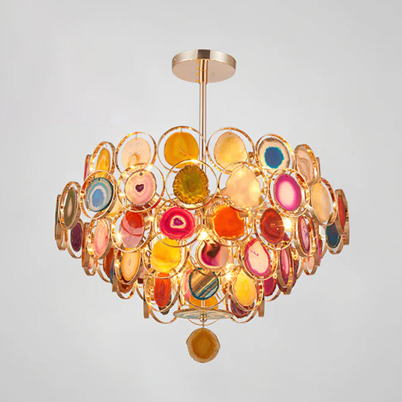 Lustre en agate – Suspension en pierre naturelle avec montage doré – Véritable agate brésilienne éclairée | Sansoti
