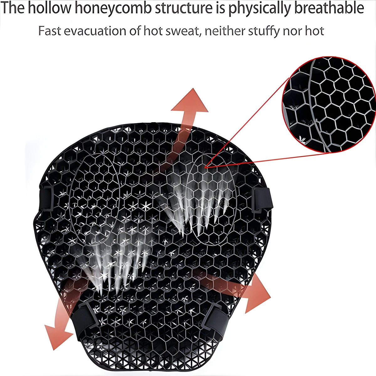 Ergonomic Gel Motorcycle Seat Cushion with Honeycomb Structure, Non-Slip, Pressure Relief for Long, Comfortable Rides | Sansoti