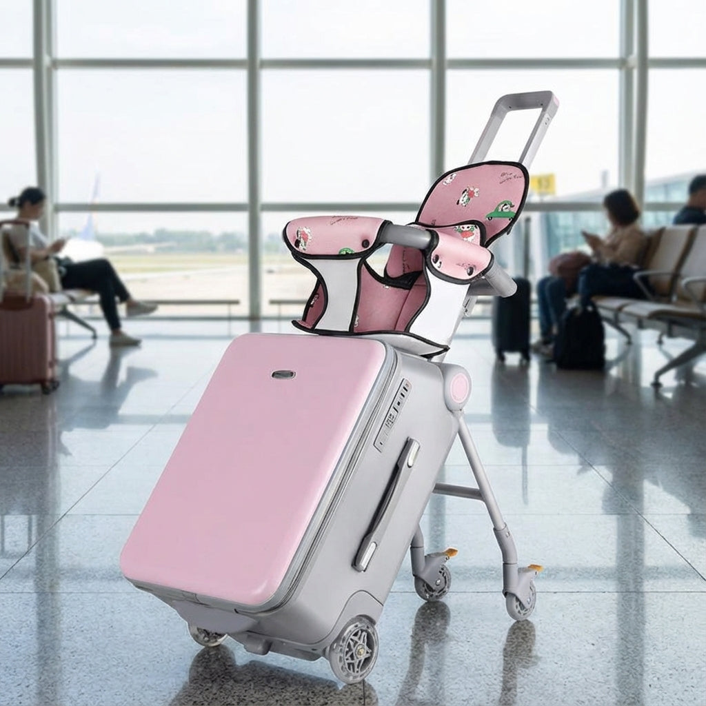 Children's Suitcase with Seat 91cm Extendable Handle Wheels Playful Carry-On Luggage for Children | Sansoti