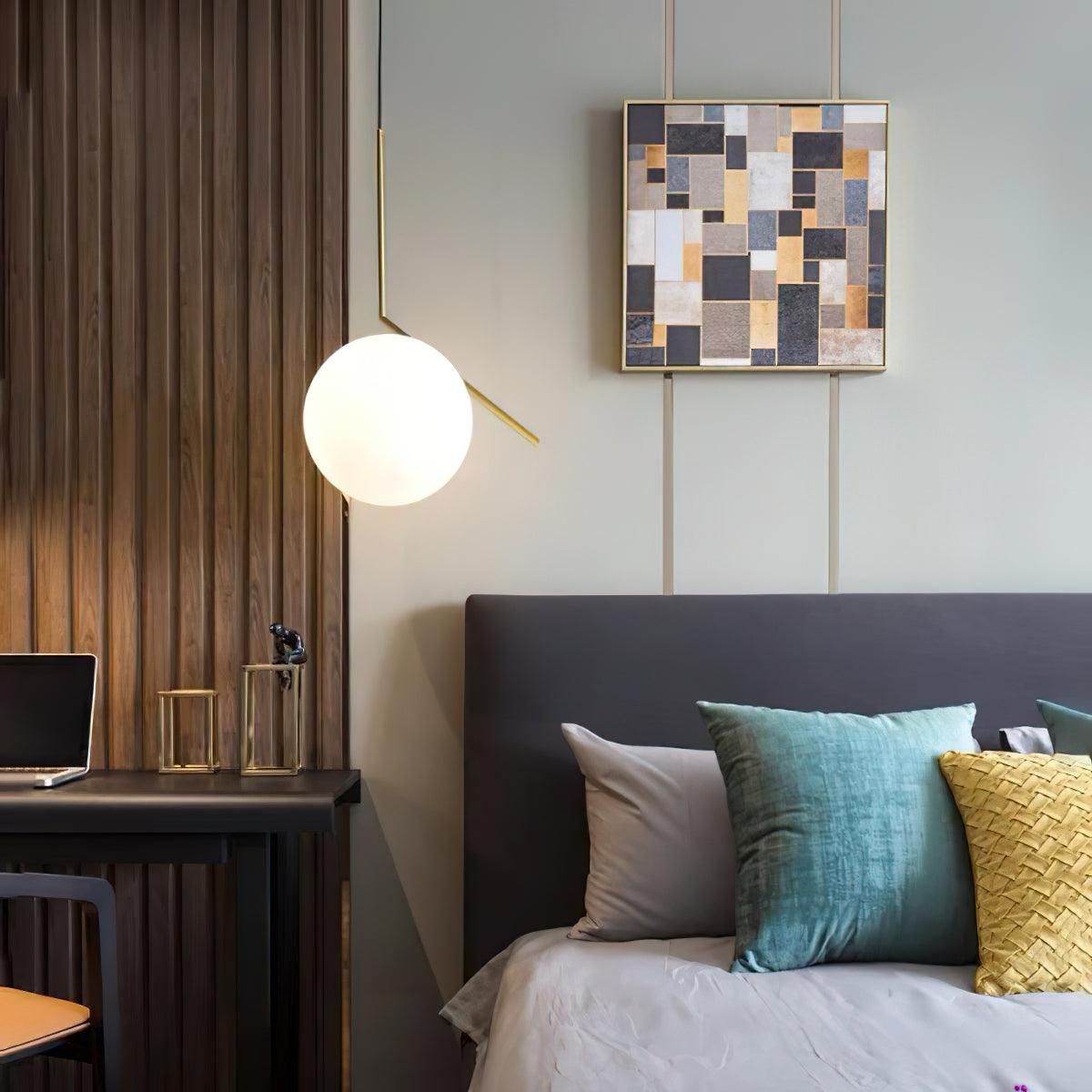 Glazen Hanglamp Messing Ø20cm Dimbaar Modern Design Eettafel Woonkamer Keuken Verlichting Elegant Sfeervol | Sansoti
