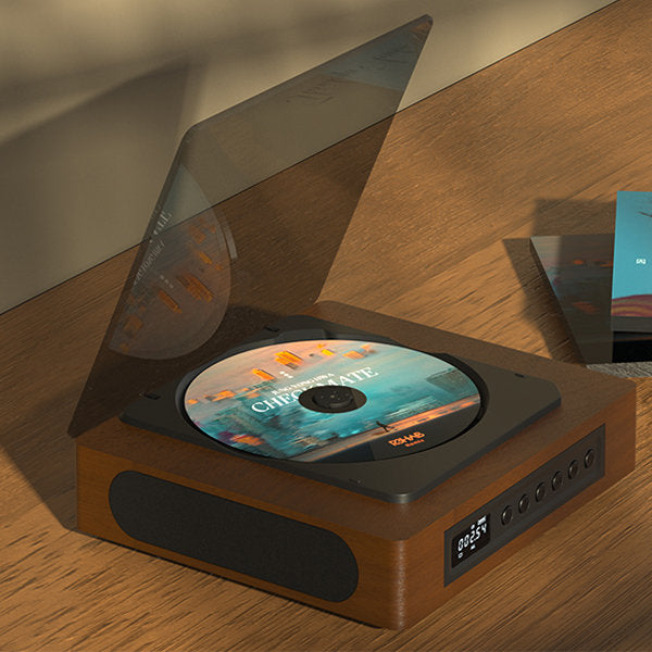 Retro odtwarzacz CD, vintage, odtwarzacz muzyki z Bluetooth, radiem FM i wyświetlaczem LCD | Sansoti