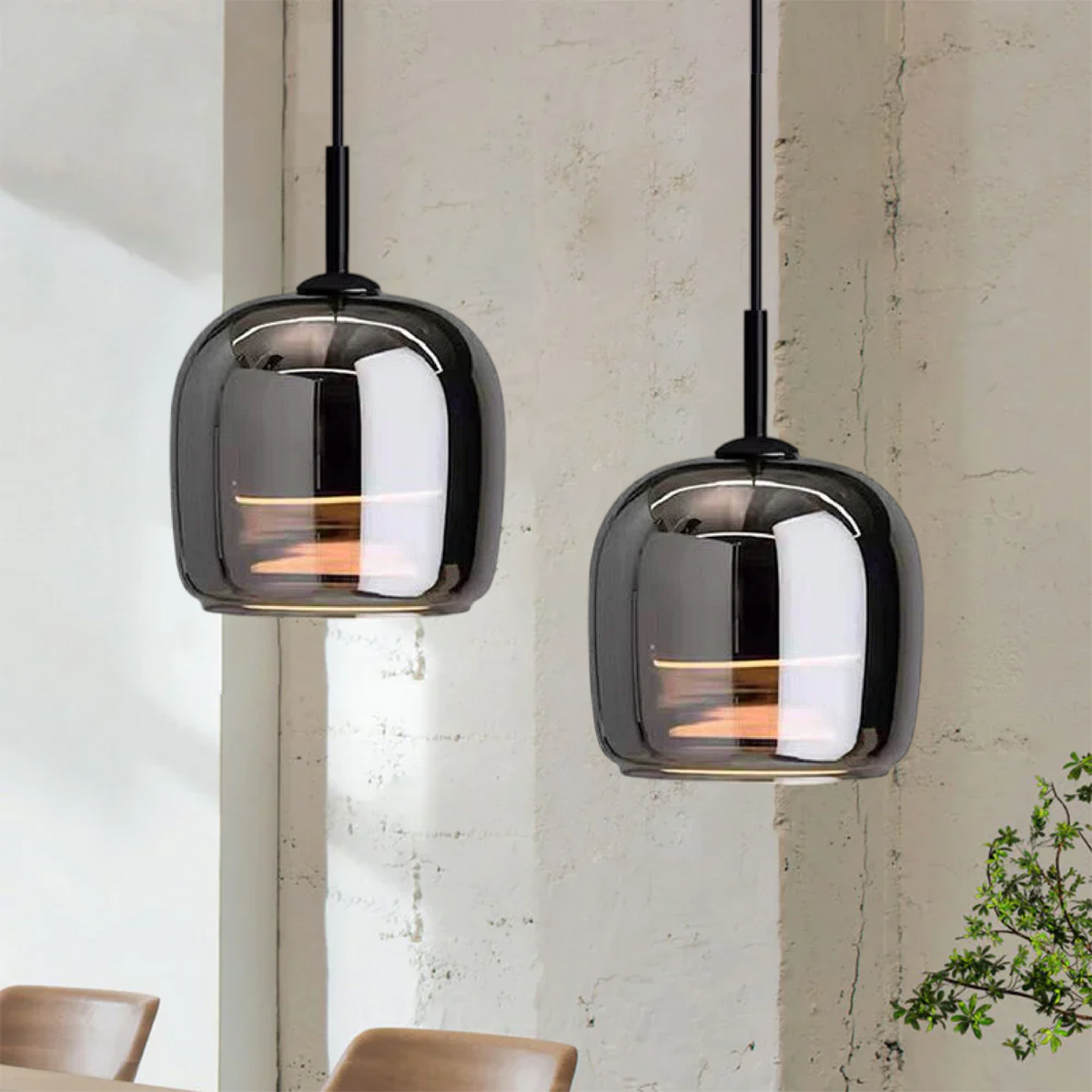 Pendant Lamp Black Glass Scandinavian Nordic LED E27 16cm Pendant Lamp Kitchen Living Room Luxury | Sansoti