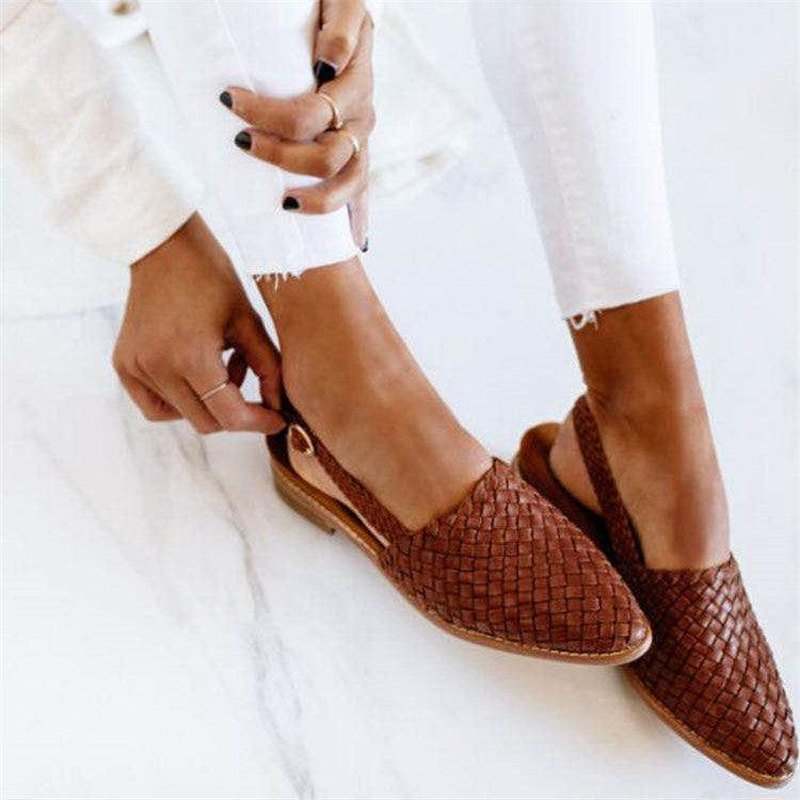 Braided Slingback Sandal with Low Heel – Handmade Look Slip-On for Women – Summer Casual Shoe | Sansoti