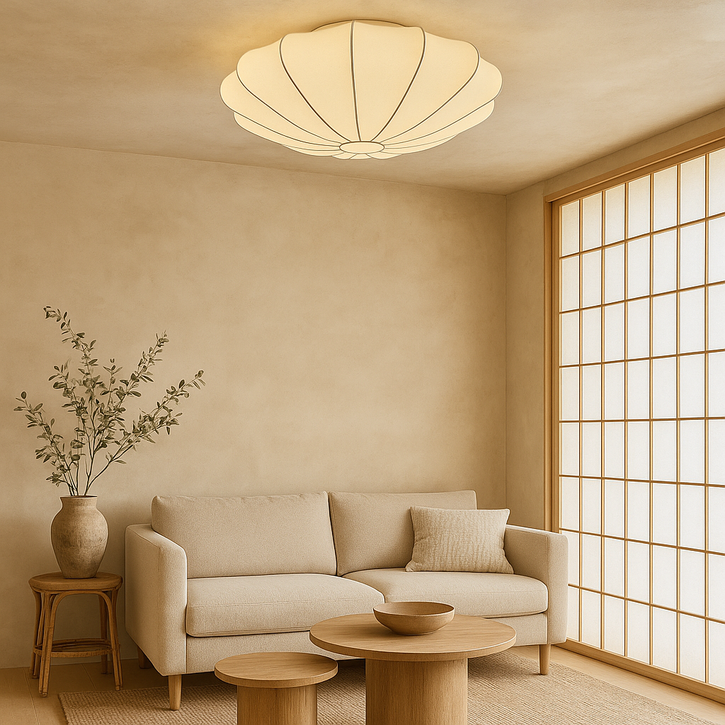 Nelson Ceiling Lamp Silk Fiber 3000K White Living Room Bedroom Cocoon Design Japandi Lighting | Sansoti