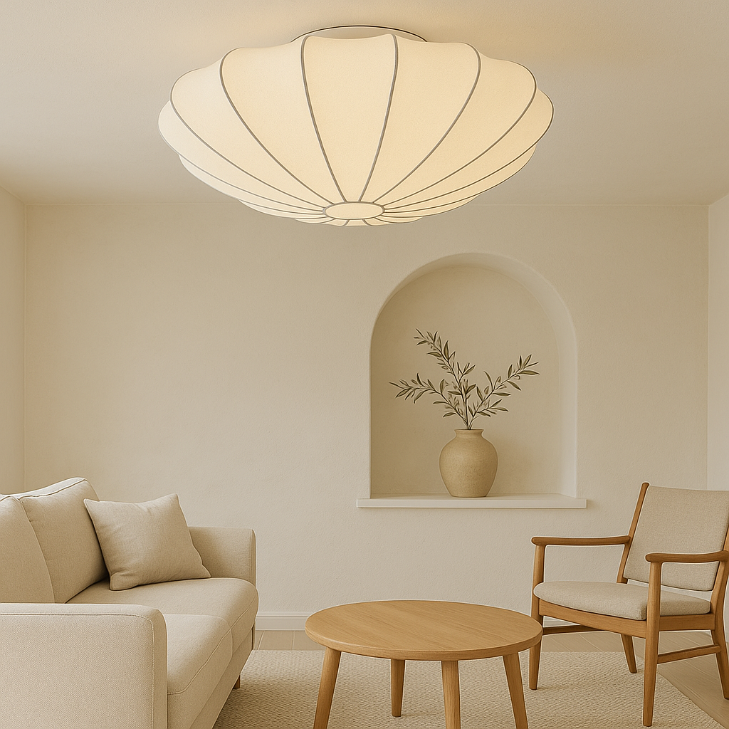 Nelson Ceiling Lamp Silk Fiber 3000K White Living Room Bedroom Cocoon Design Japandi Lighting | Sansoti