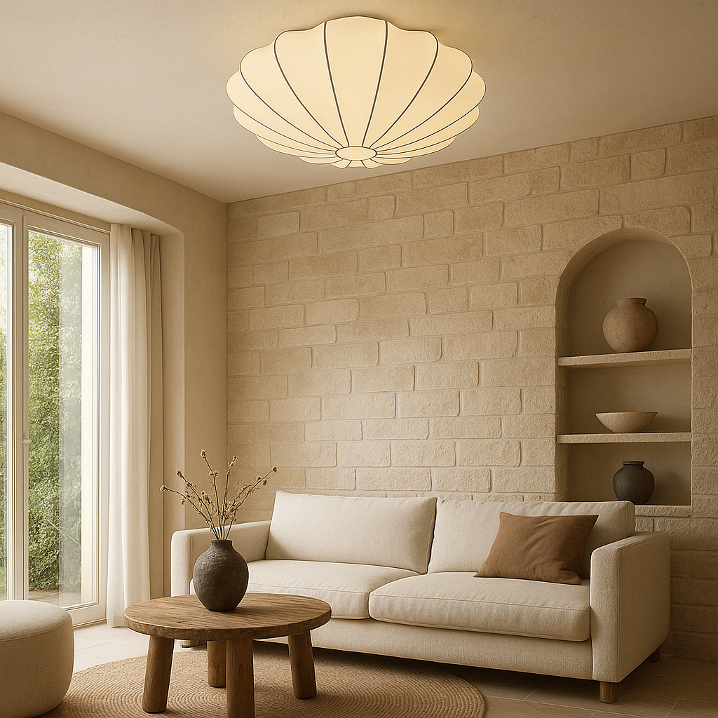 Nelson Ceiling Lamp Silk Fiber 3000K White Living Room Bedroom Cocoon Design Japandi Lighting | Sansoti