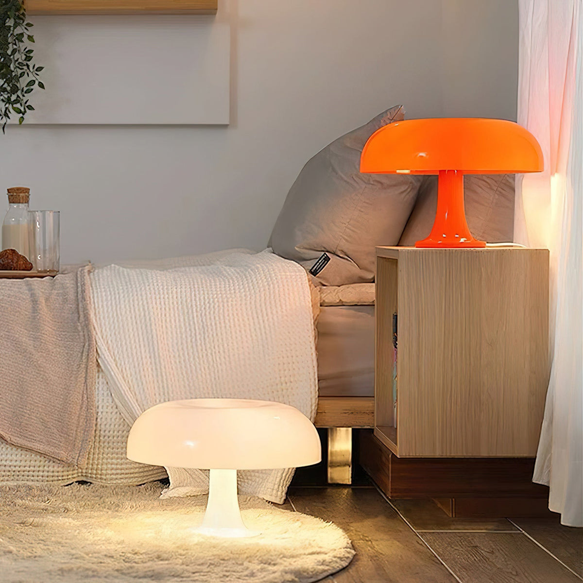 Mushroom-Shaped Table Lamp with 4 Light Sources and Dimmed Retro Atmosphere | Sansoti