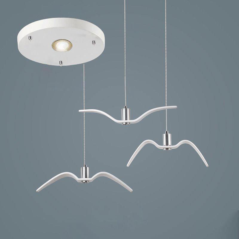 Suspension LED design oiseau résine aluminium blanc noir 3000K 4000K 6000K salon lampe pendante minimaliste organique plafonnier | Sansoti