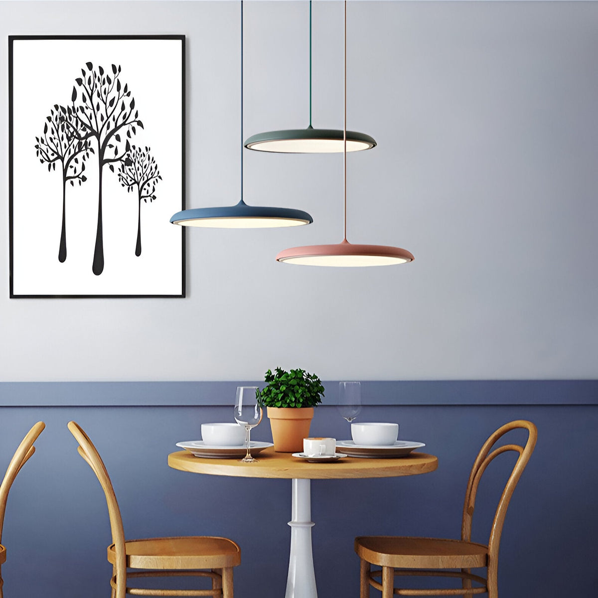 Lampa wisząca w kształcie talerza, designerska, LED 4000K, nordycka, nowoczesna, Ø25 Ø40 | Sansoti