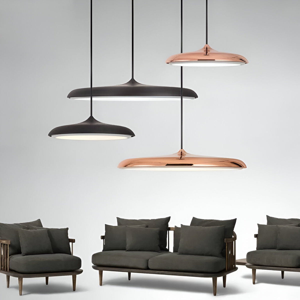 Lampa wisząca w kształcie talerza, designerska, LED 4000K, nordycka, nowoczesna, Ø25 Ø40 | Sansoti