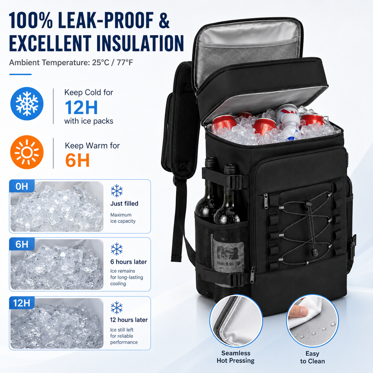 Insulated Cooler Backpack with Bottle Holders Double Compartments Thermal Insulation for Picnics Camping | Sansoti