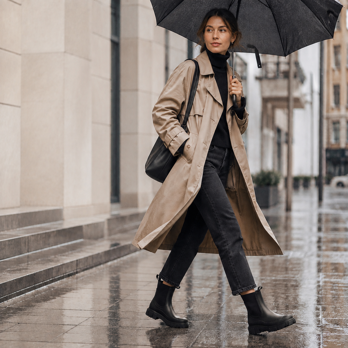 Botas de lluvia Chelsea repelentes al agua para mujer, con suela de goma antideslizante, sin cordones, hasta el tobillo, cómodas, para otoño e invierno | Sansoti