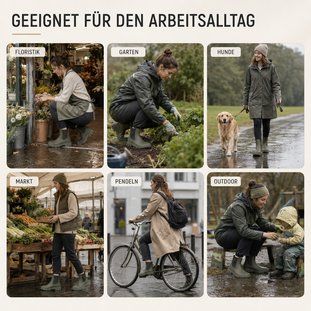 Botas de lluvia Chelsea repelentes al agua para mujer, con suela de goma antideslizante, sin cordones, hasta el tobillo, cómodas, para otoño e invierno | Sansoti