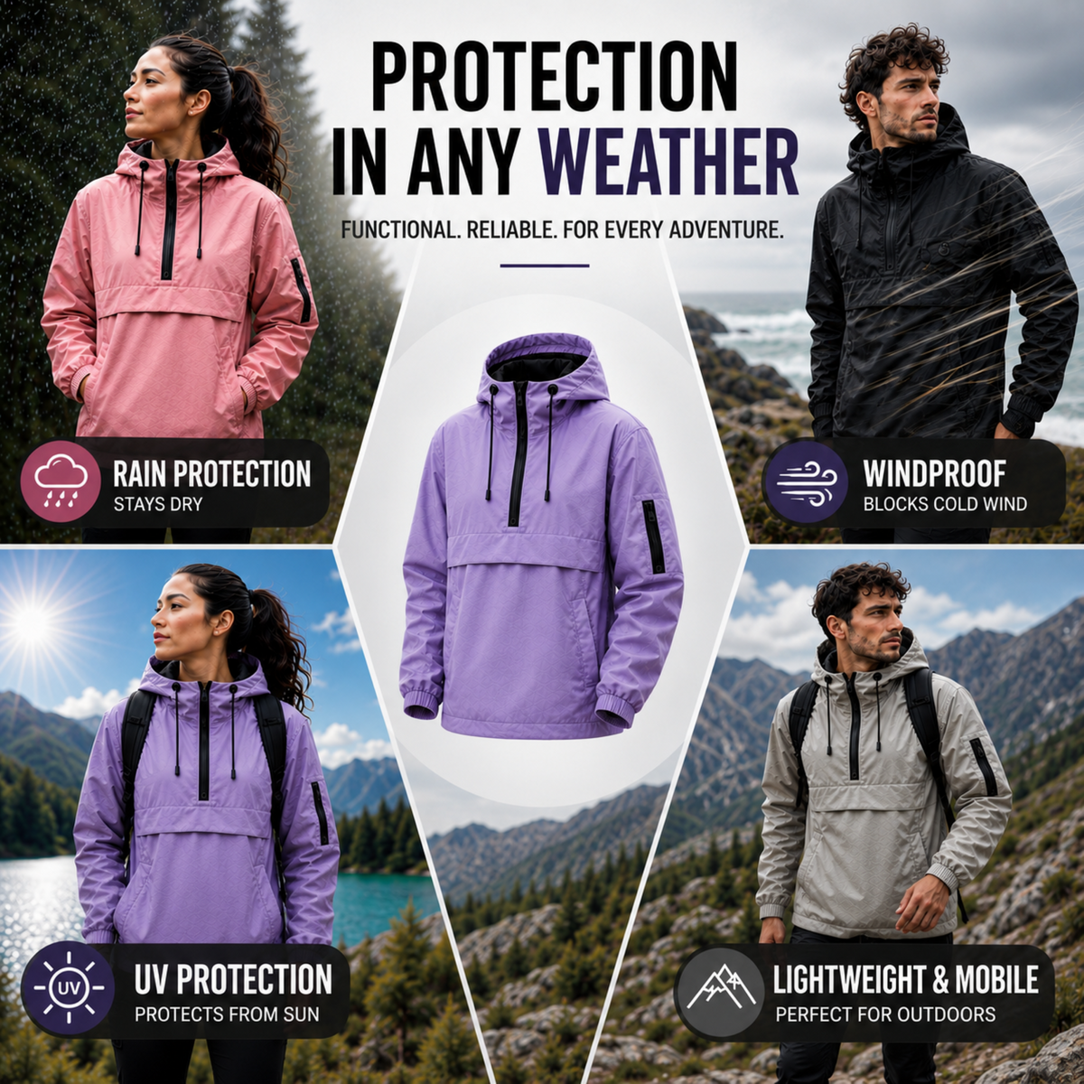 Waterdichte Parka voor Dames Winddichte Winterjas met Capuchon Ritssluiting Functionele Outdoorjas Winterkleding | Sansoti