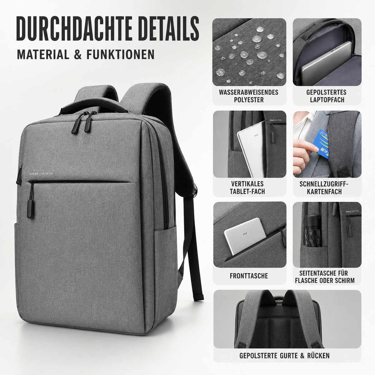 Waterproof Laptop Backpack 15.6 Inch Padded Compartment Daily Commuting Travel Organization School University | Sansoti