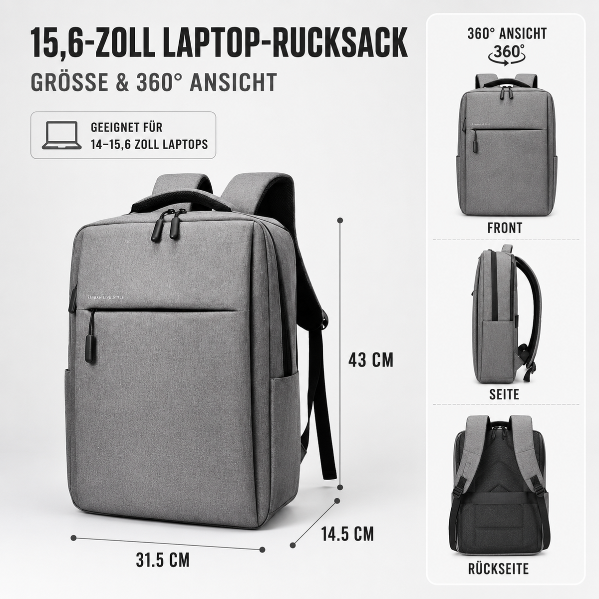 Waterproof Laptop Backpack 15.6 Inch Padded Compartment Daily Commuting Travel Organization School University | Sansoti