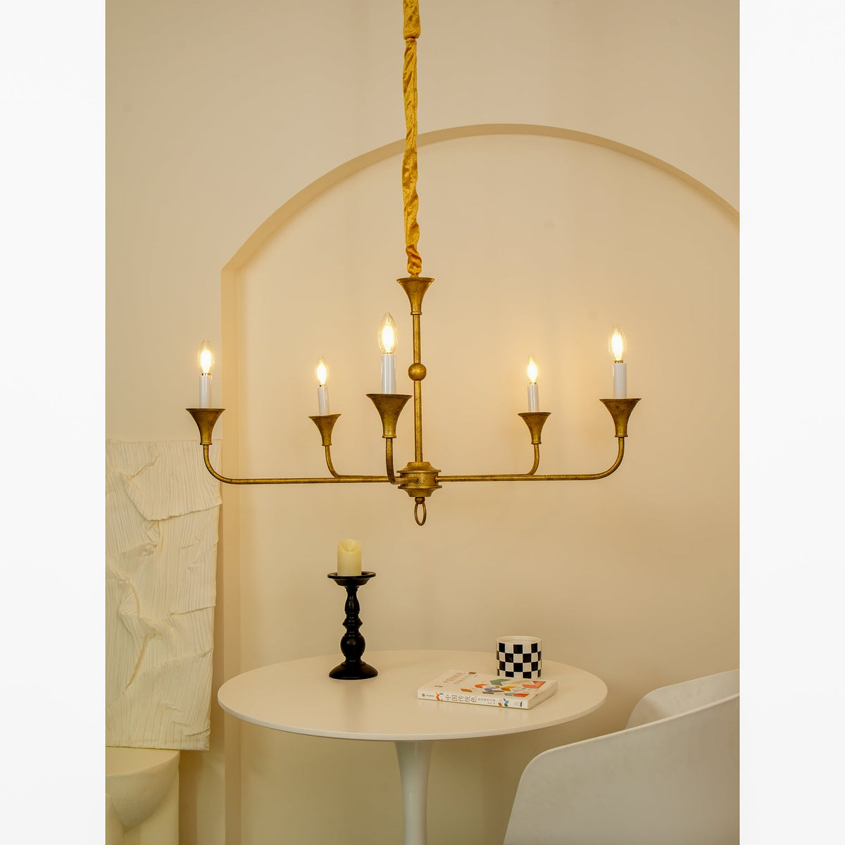 Kaarslamp Kroonluchter Messing Metaal Goud Zwart Wit Nikkel Woonkamer Eetkamer 5 6 Armen Hanglamp Vintage Kaarsenkroonluchter | Sansoti
