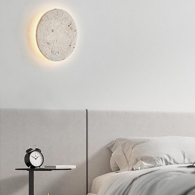 Aplique redondo de travertino LED moderno de piedra natural Ø23 Ø30 | Sansoti