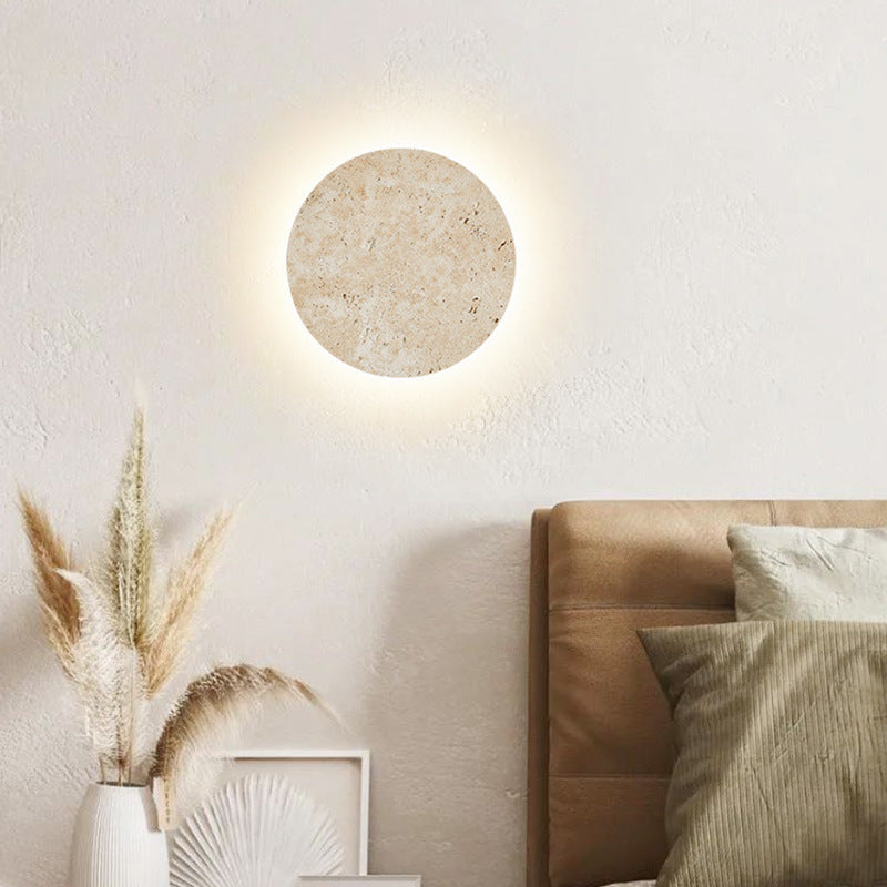Aplique redondo de travertino LED moderno de piedra natural Ø23 Ø30 | Sansoti