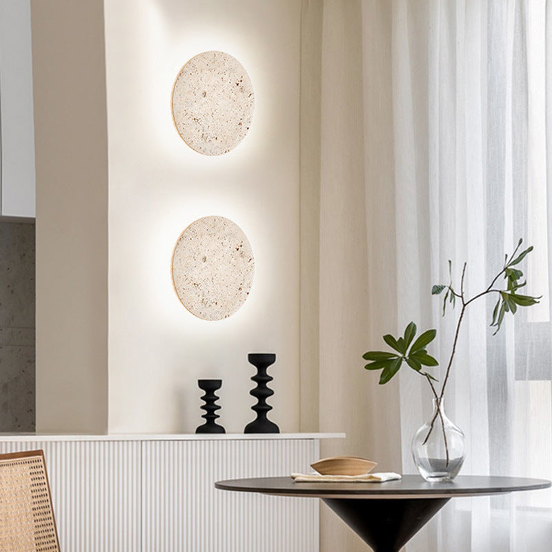 Aplique redondo de travertino LED moderno de piedra natural Ø23 Ø30 | Sansoti