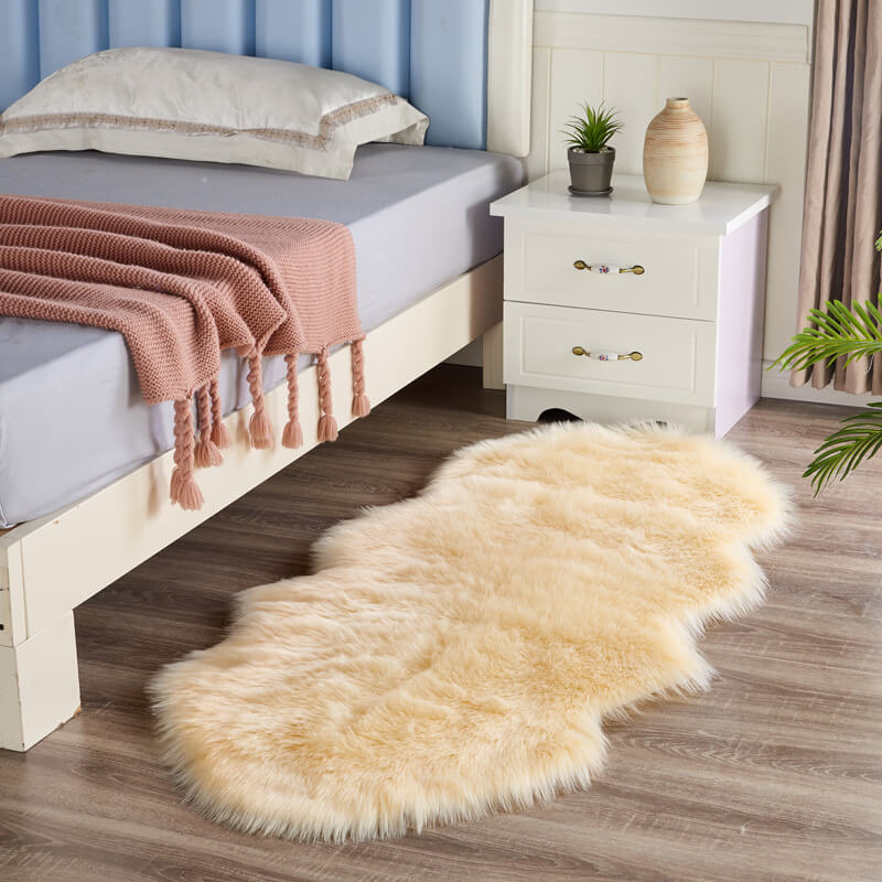 Vloerkleed Schapenvacht Imitatie Pluizig Antislip 60x120cm Slaapkamer Woonkamer Zacht