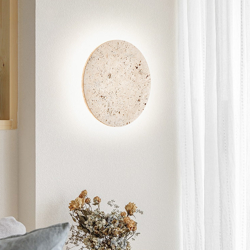 Aplique redondo de travertino LED moderno de piedra natural Ø23 Ø30 | Sansoti