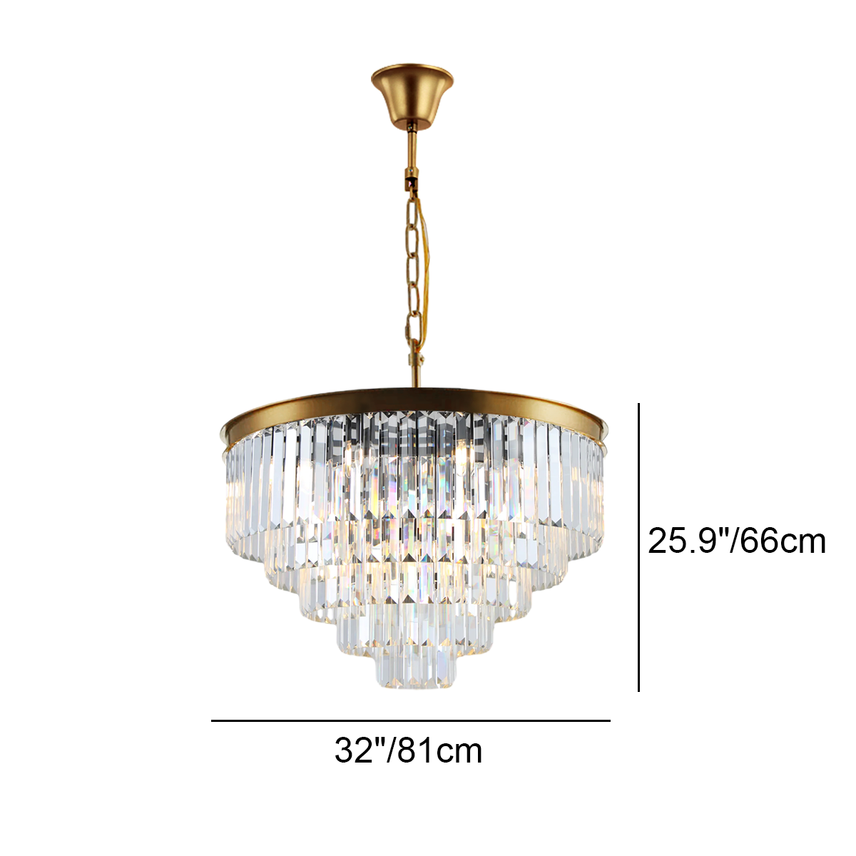 Multi-Tiered Round Crystal Chandelier Gold Black Nickel for Living Room Dining Room Bedroom Height Adjustable | Sansoti