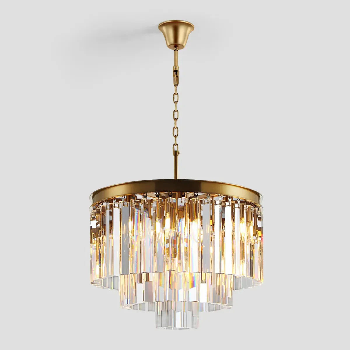 Multi-Tiered Round Crystal Chandelier Gold Black Nickel for Living Room Dining Room Bedroom Height Adjustable | Sansoti