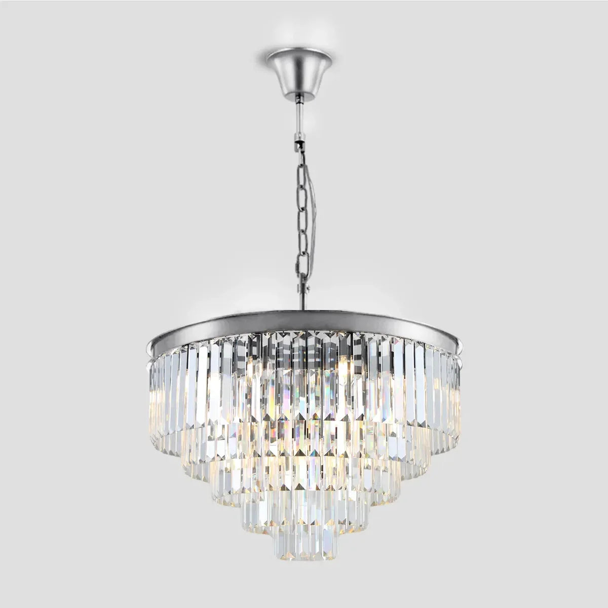 Multi-Tiered Round Crystal Chandelier Gold Black Nickel for Living Room Dining Room Bedroom Height Adjustable | Sansoti