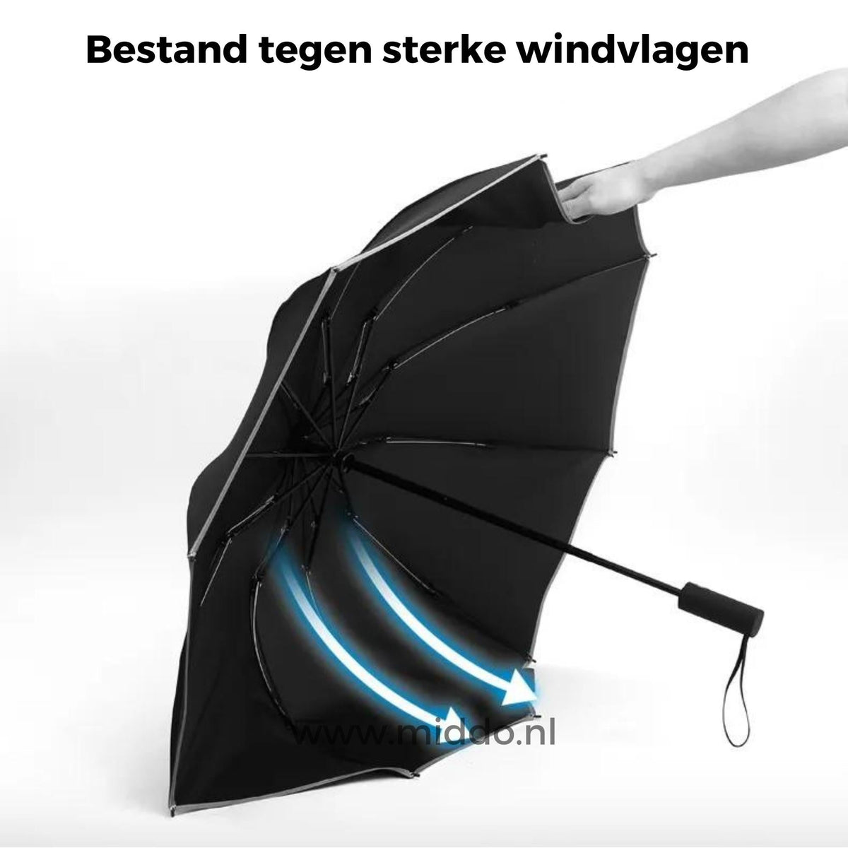 Automatic Umbrella Stormproof Reflective Edge 105cm Fiberglass Aluminum Windproof Safe Rain Umbrella | Sansoti