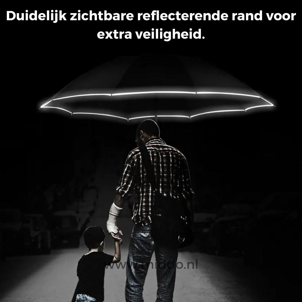 Automatic Umbrella Stormproof Reflective Edge 105cm Fiberglass Aluminum Windproof Safe Rain Umbrella | Sansoti