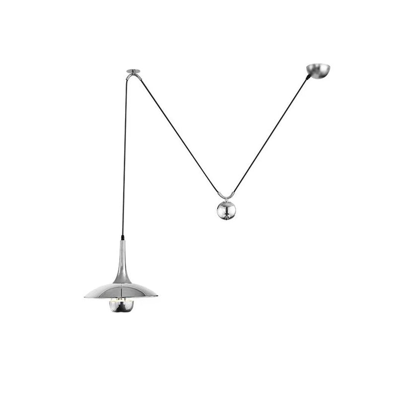 Adjustable Pendant Lamp Onos – Height Adjustable with Counterweight Ball – Chrome or Gold Metal – Vintage 1970s Design – Retro Pendant Lighting for Dining Table and Kitchen Island | Sansoti