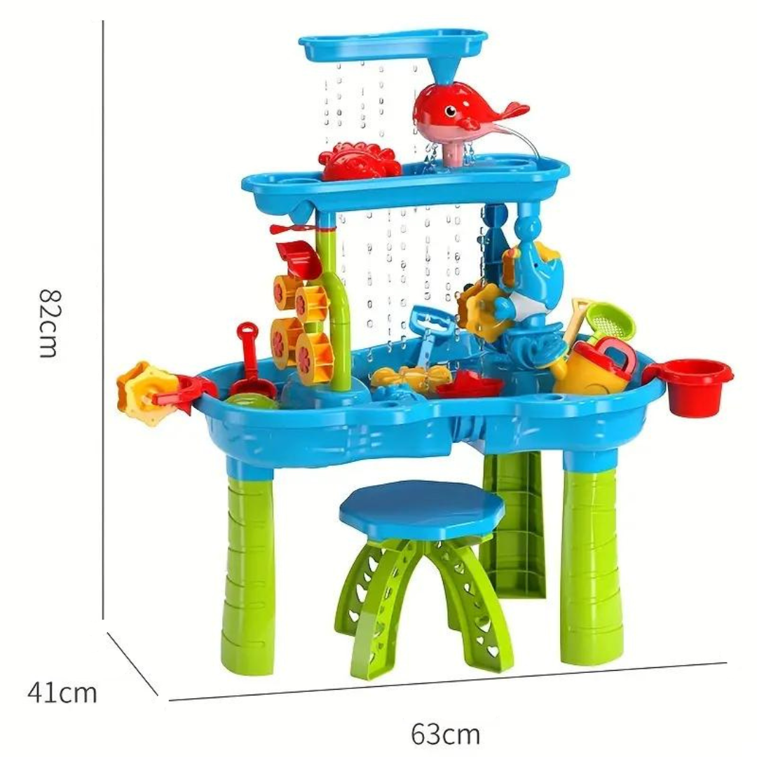 Table de jeu d’eau avec accessoires pour enfants – Jouet extérieur avec roue à eau et tour d’eau 63x41x82cm – Table sable et eau d’inspiration scandinave pour jardin | Sansoti