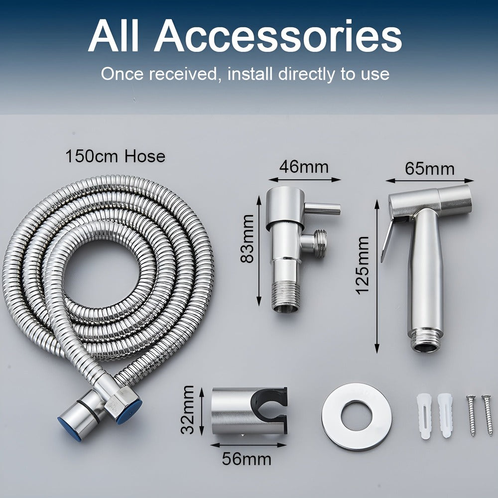 Set de ducha bidé de acero inoxidable 304, montaje en pared, pulverizador higiénico para inodoro | Sansoti