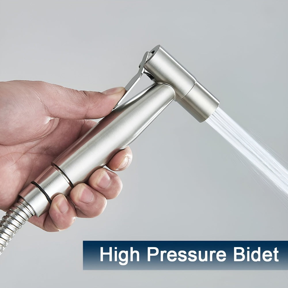 Set de ducha bidé de acero inoxidable 304, montaje en pared, pulverizador higiénico para inodoro | Sansoti