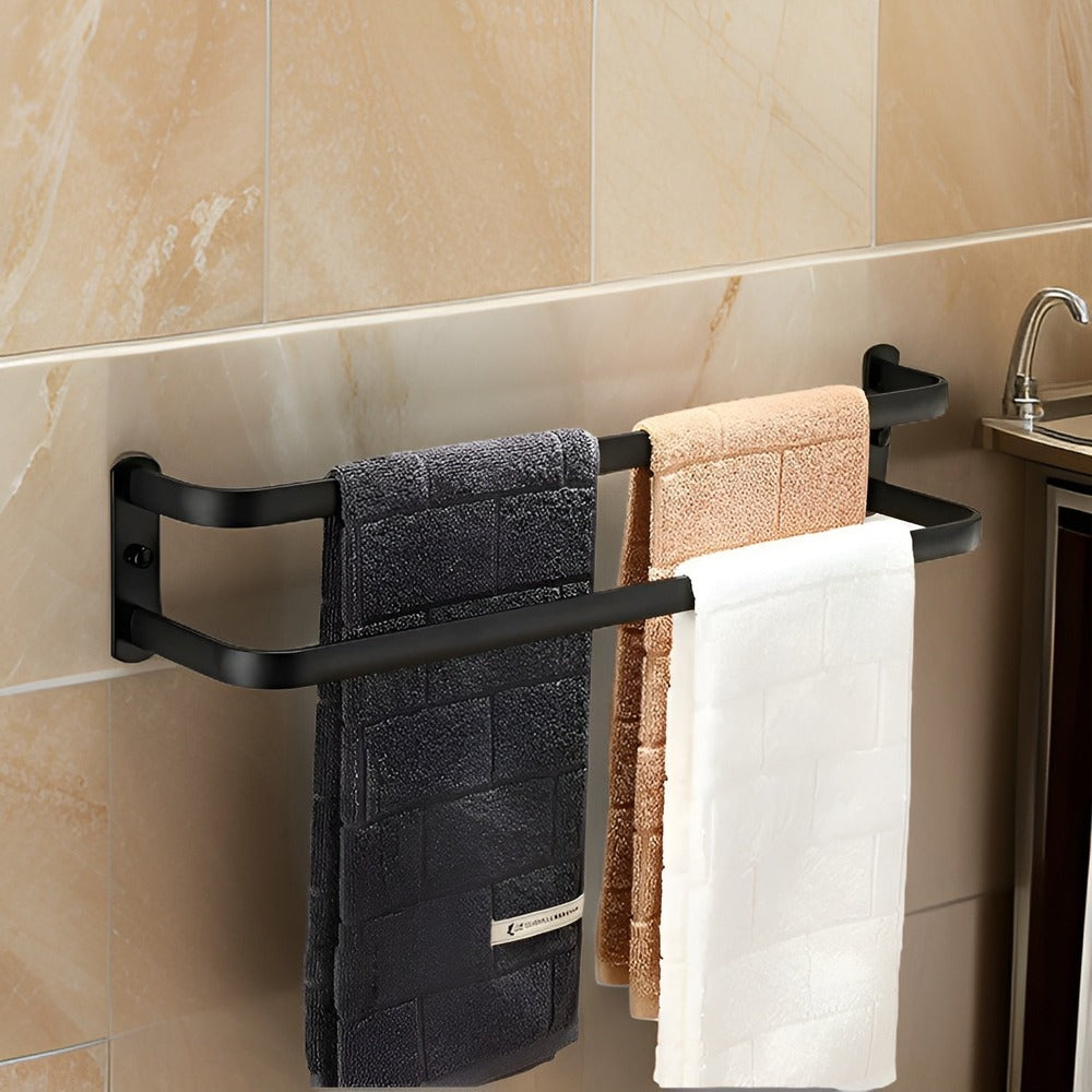 Towel Rack Wall Mounted Aluminum Black 40-60cm Bathroom Shelf | Sansoti